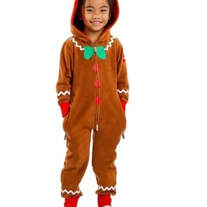 Tipsy Elves Brown Gingerbread Onesie with Green and Red Details